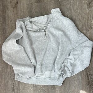 PINK Victoria's Secret Light Gray Quarter-Zip Sweatshirt